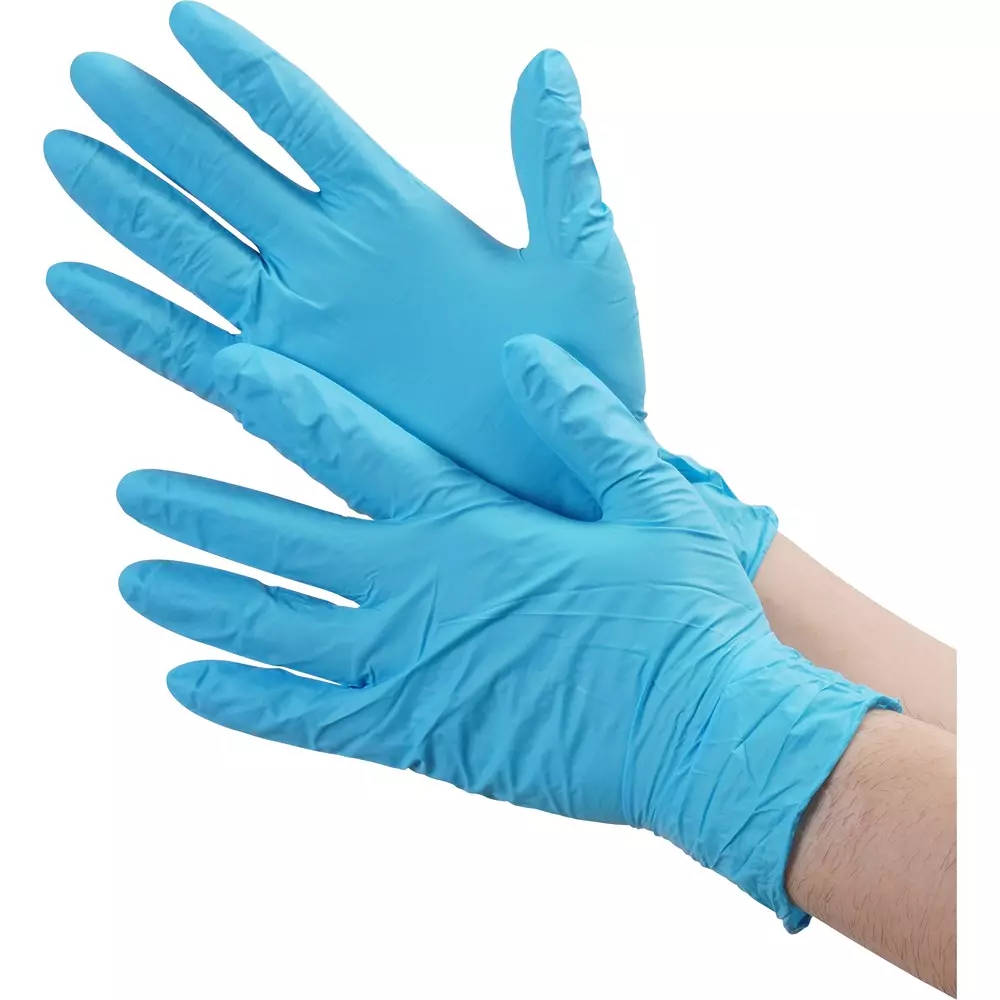 MonotaRO Nitrile Rubber Gloves Regular Powderless M Size Blue 0.1 mm Thickness, MR2041 (Pack of 100 Pcs)