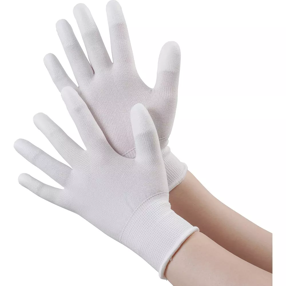 MonotaRO Work Gloves Polyester Fingertip Coating White S Size, 28774246 (Pack of 12 Pair)