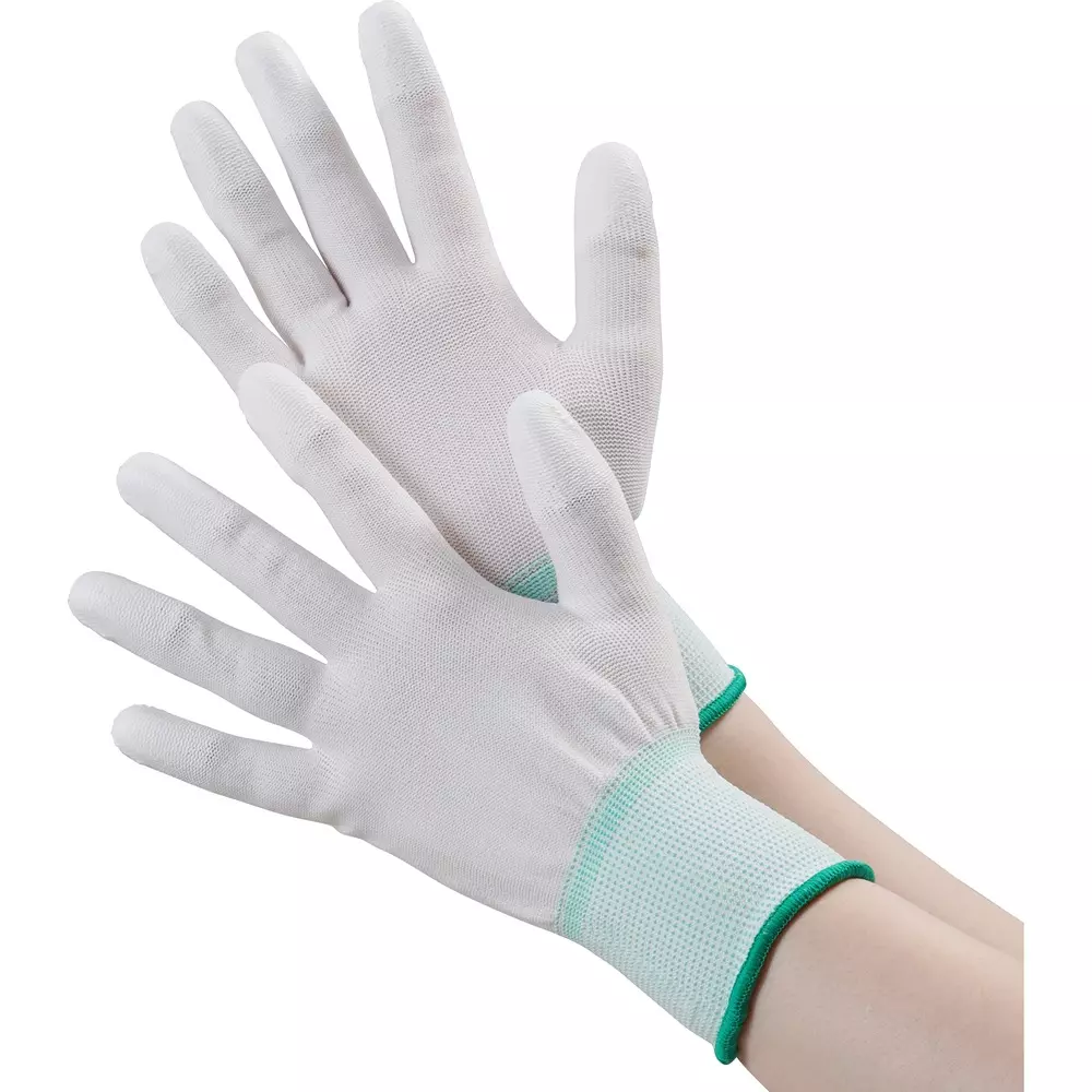 MonotaRO Work Gloves Polyester Fingertip Coating White M Size, 28774255 (Pack of 12 Pair)