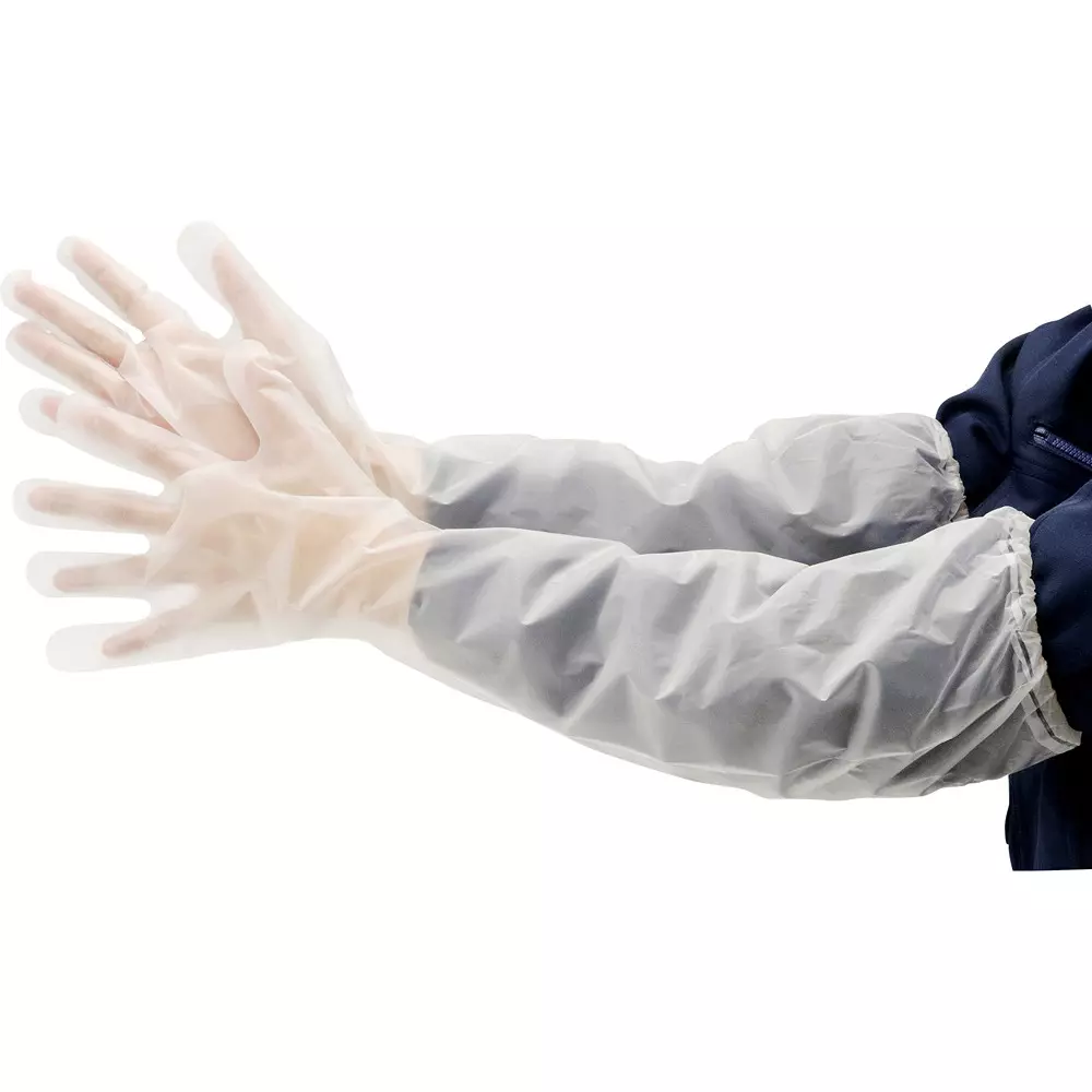 MonotaRO Polyethylene Gloves, External Embossment, Long, 54320 (Pack of 30 Pcs)