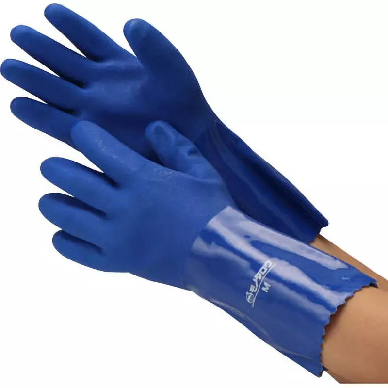 MonotaRO Oil-Resistant Gloves Long Blue 1.4±0.1 mm Thickness, 23611236 (1 Pair)