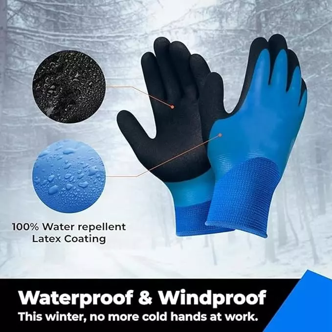 Swavind Safety Hand Gloves Anti-Slip Palm Grip Green & Grey Free Size Fully Waterproof