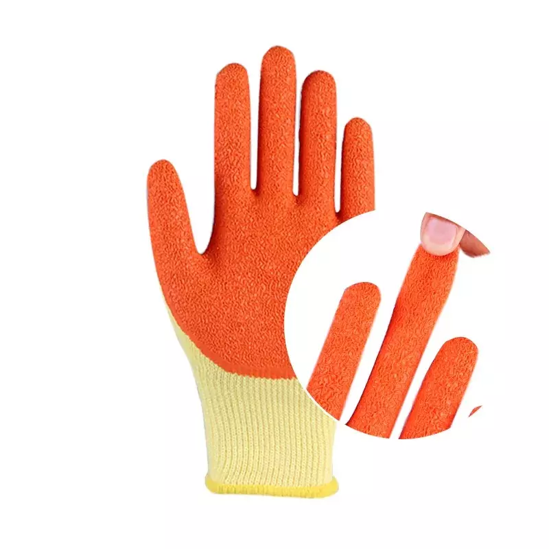 Swavind Safety Hand Gloves Durable Synthetic Fabric Crinkle-Coated Palm with Abrasion Resistance Yellow & Orange Free Size