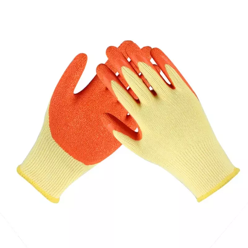 Swavind Safety Hand Gloves Durable Synthetic Fabric Crinkle-Coated Palm with Abrasion Resistance Yellow & Orange Free Size