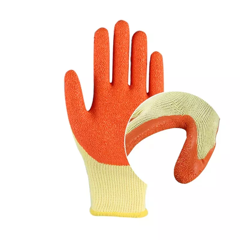 Swavind Safety Hand Gloves Durable Synthetic Fabric Crinkle-Coated Palm with Abrasion Resistance Yellow & Orange Free Size
