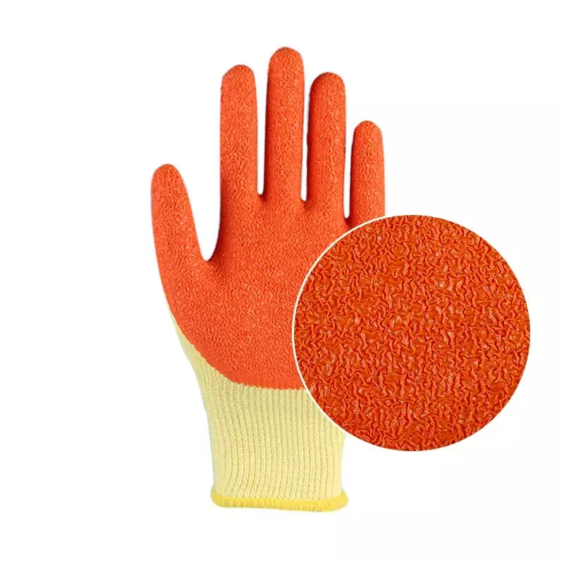 Swavind Safety Hand Gloves Durable Synthetic Fabric Crinkle-Coated Palm with Abrasion Resistance Yellow & Orange Free Size
