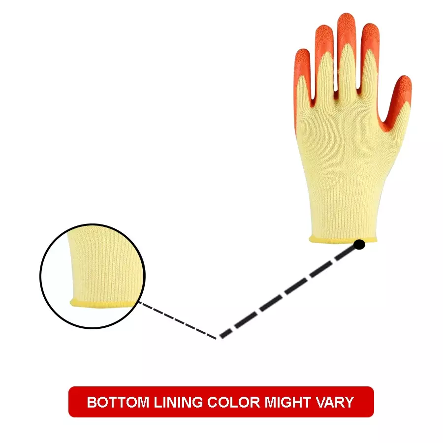 Swavind Safety Hand Gloves Durable Synthetic Fabric Crinkle-Coated Palm with Abrasion Resistance Yellow & Orange Free Size