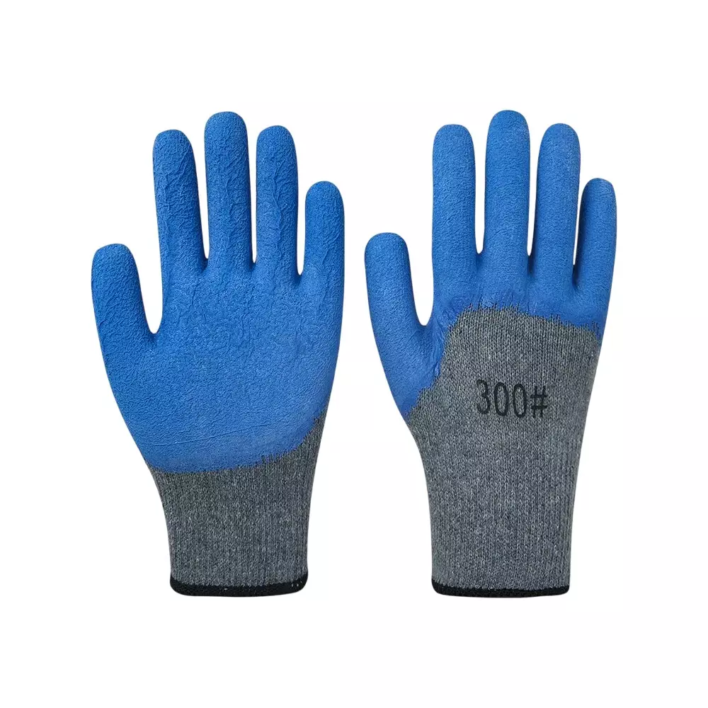 Swavind Safety Hand Gloves Durable Synthetic Fabric Crinkle-Coated Palm with Abrasion Resistance Grey & Blue Free Size (Pack of 600 Pair)