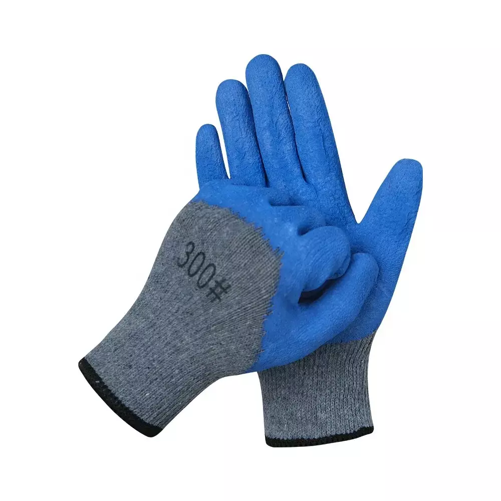 Swavind Safety Hand Gloves Durable Synthetic Fabric Crinkle-Coated Palm with Abrasion Resistance Grey & Blue Free Size (Pack of 600 Pair)
