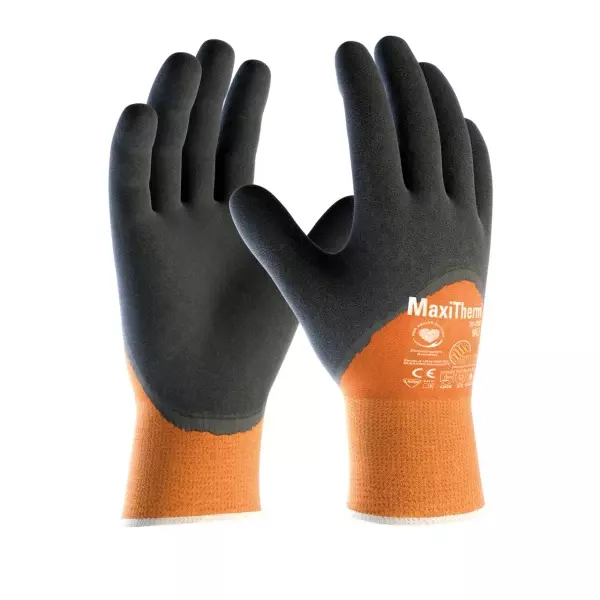 ATG MaxiTherm 3/4 Coated Knitwrist Gloves 26 cm Length Black and Orange L Size, 30-202 (Pack of 3 Pair)