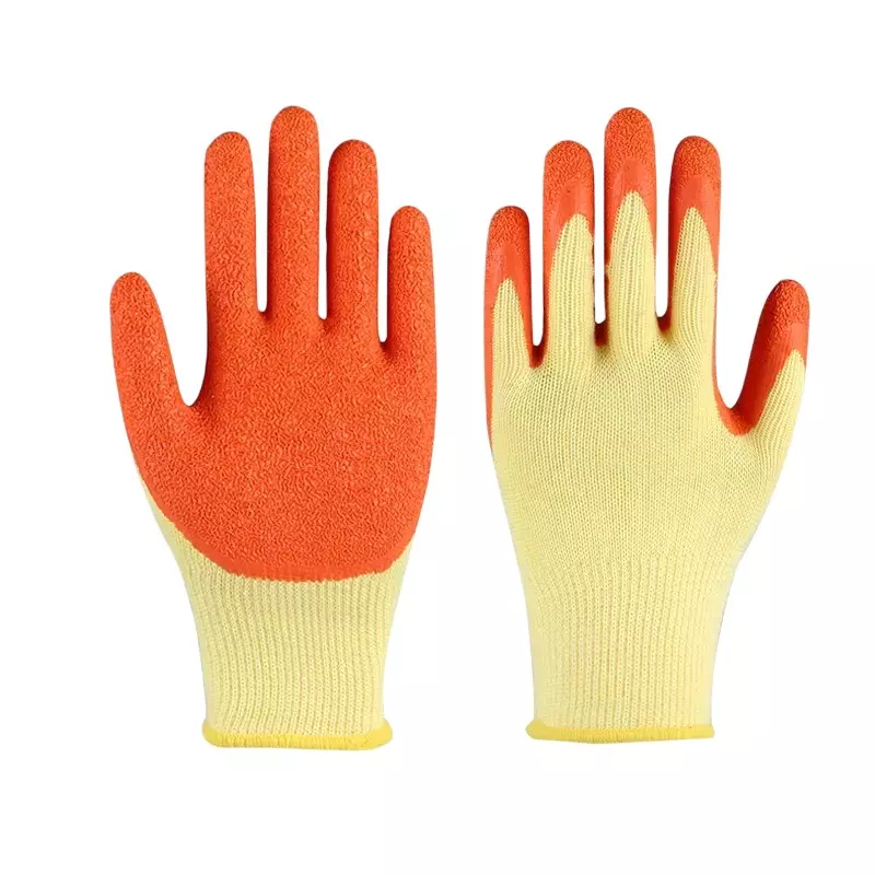 Swavind Safety Hand Gloves Durable Synthetic Fabric Crinkle-Coated Palm with Abrasion Resistance Yellow & Orange Free Size (Pack of 600 Pair)