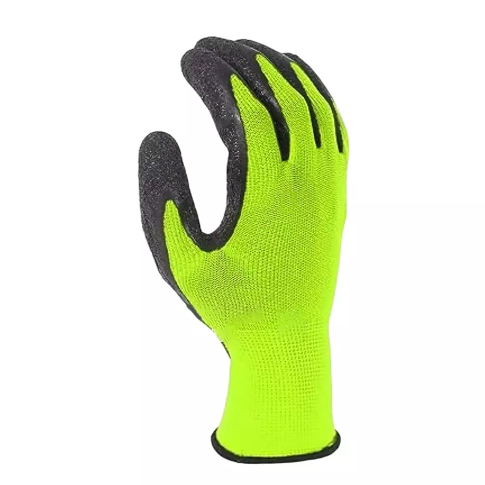 Swavind Safety Hand Gloves Durable Synthetic Fabric Crinkle-Coated Palm with Abrasion Resistance Green & Black Free Size (Pack of 600 Pair)