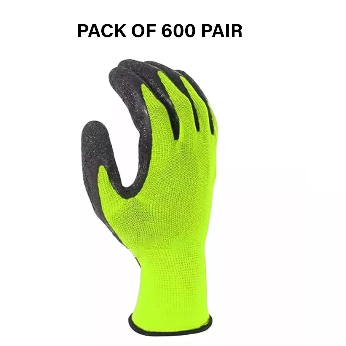Swavind Safety Hand Gloves Durable Synthetic Fabric Crinkle-Coated Palm with Abrasion Resistance Green & Black Free Size (Pack of 600 Pair)