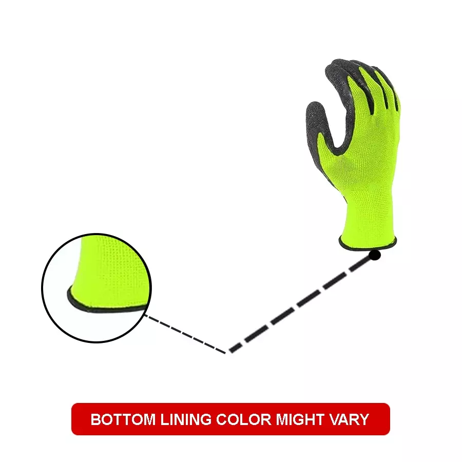 Swavind Safety Hand Gloves Durable Synthetic Fabric Crinkle-Coated Palm with Abrasion Resistance Green & Black Free Size