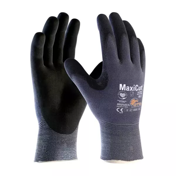 ATG MaxiCut Ultra Palm Coated Knitwrist 24 cm Length Black and Blue L Size, 44-3745 (Pack of 3 Pair)