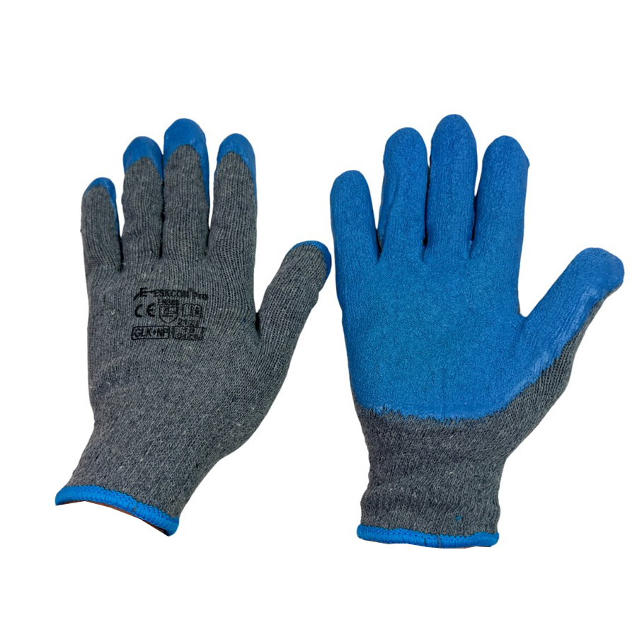 GENERIC Free Size Grey and Blue Synthetic Crinkle Coated Hand Gloves for Industrial Usage; Pack of 3 pairs