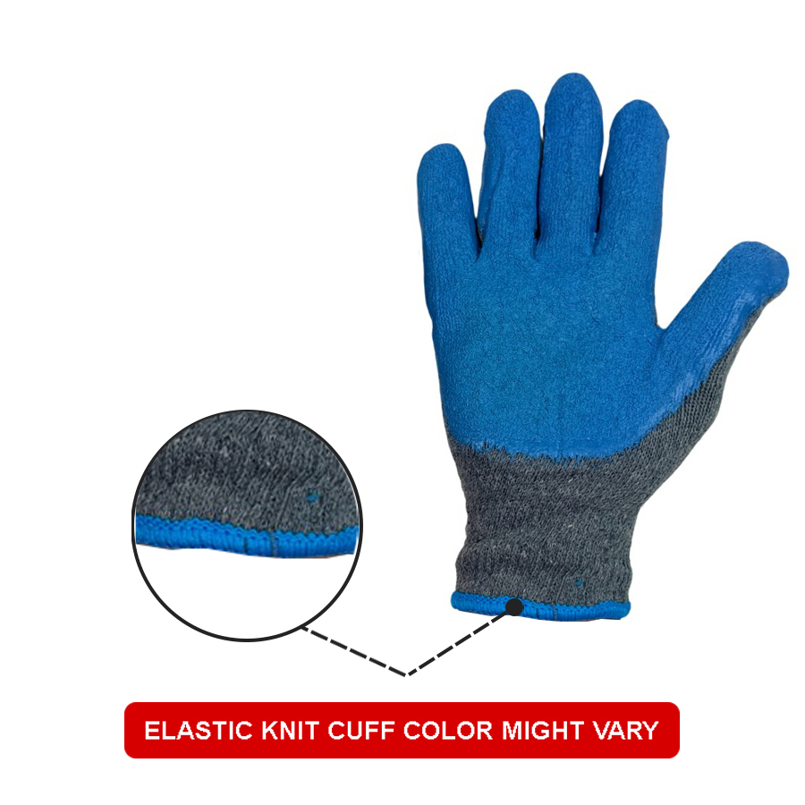 GENERIC Free Size Grey and Blue Synthetic Crinkle Coated Hand Gloves for Industrial Usage; Pack of 3 pairs