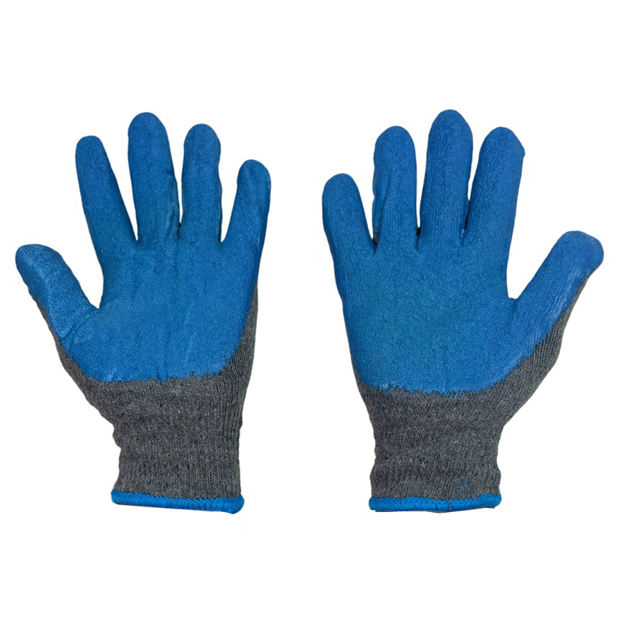 GENERIC Free Size Grey and Blue Synthetic Crinkle Coated Hand Gloves for Industrial Usage