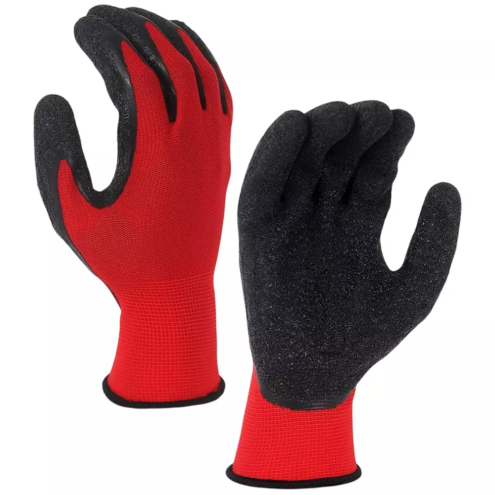 Swavind Safety Hand Gloves Durable Synthetic Latex Nitrile Coated Palm with Abrasion Resistance Red & Black Free Size (Pack of 600 Pair)