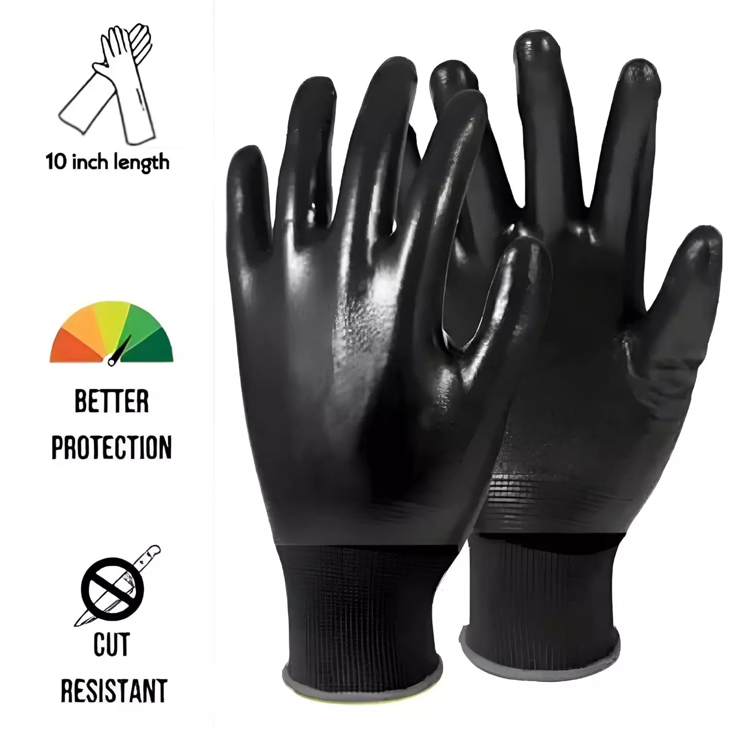 Swavind Safety Hand Gloves Durable Synthetic Fabric Full Latex + Nitrile Coating with Abrasion Resistance Full Black Free Size (Pack of 600 Pair)