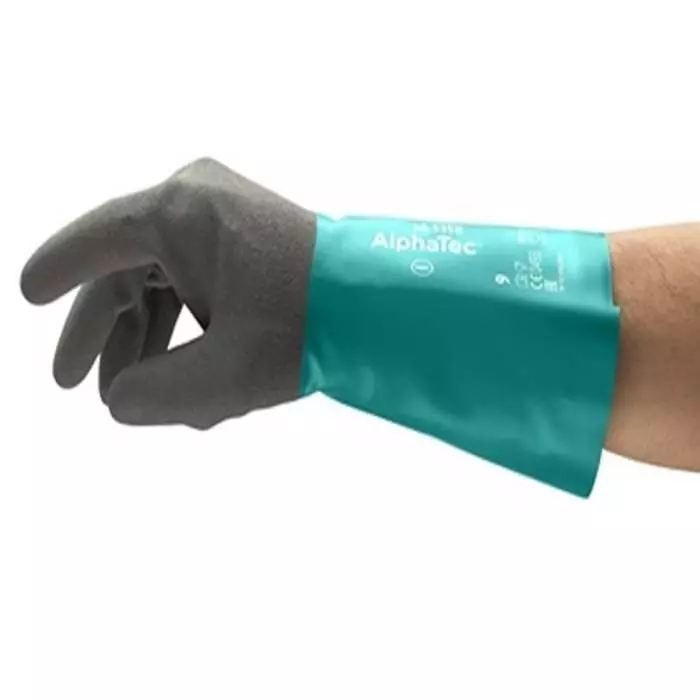 Ansell AlphaTec 58-535B Grey Acrylic Chemical Resistant Work Gloves Size 9 Nitrile Coating, 58535B090
