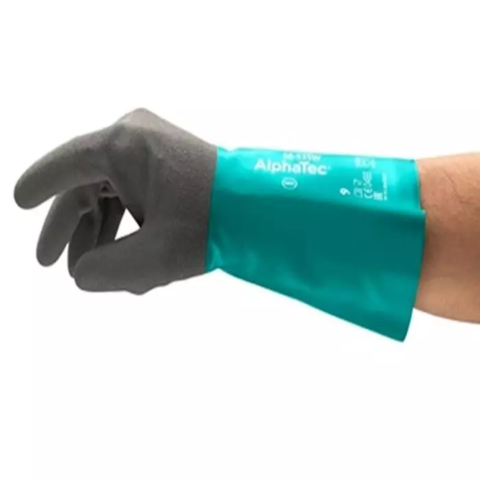 Ansell AlphaTec 58-535W Grey Nylon Chemical Resistant Work Gloves Size 7 Nitrile Coating, 58535WVP070