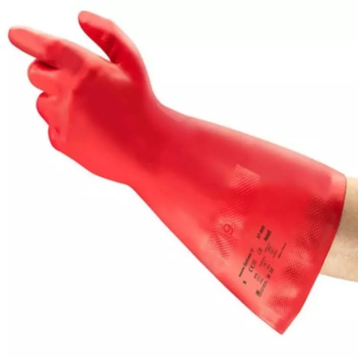 Ansell Alphatec Solvex 37-900 Red Nitrile Chemical Resistant Reusable Gloves Size 7 Nitrile Coating, 37900VP070