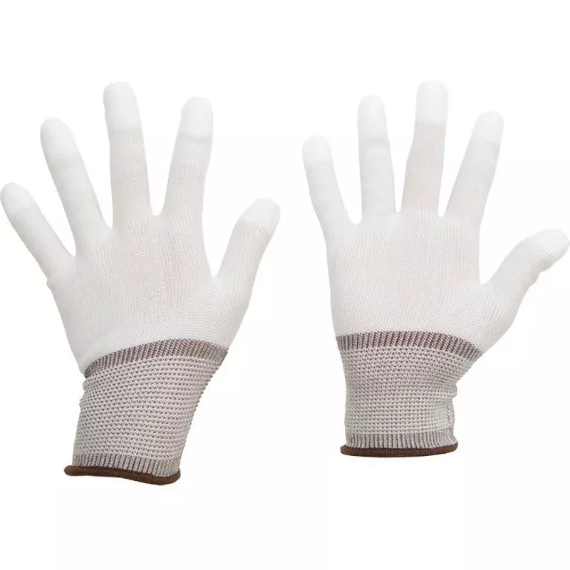 MIDORI Polyester Gloves White SS Size 16.8 cm Palm Circumference, TPU, polyurethane, SPU-131N-SS (Pack of 10 Pair)