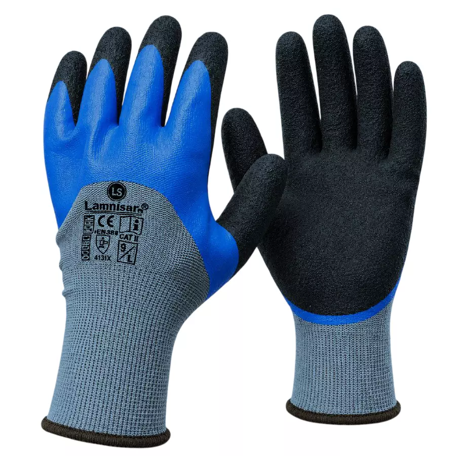 Lamnisar Safety Hand Gloves L Size Nitrile Fully Coated with Dipped Palm, (Pack of 12 Pair)