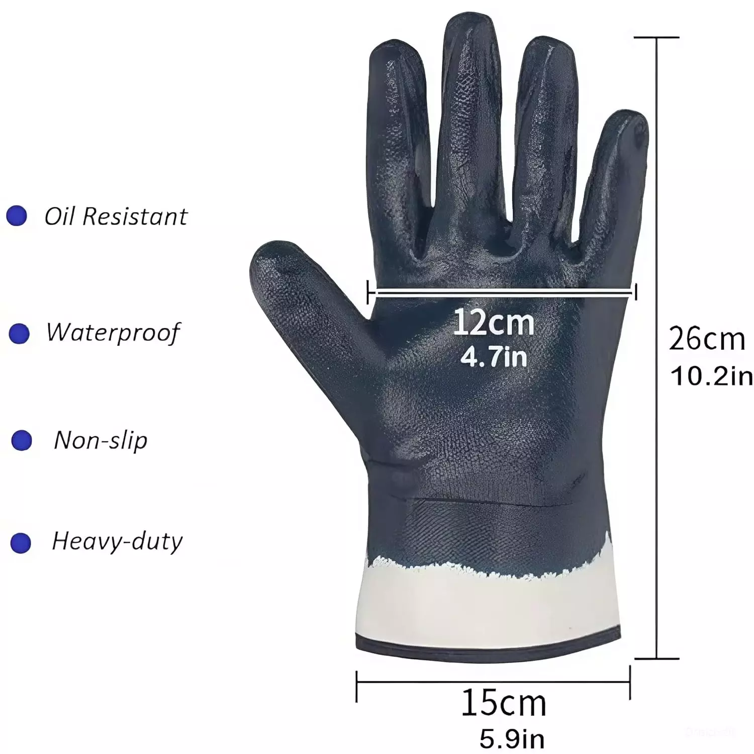 Swavind Safety Hand Gloves Strong Synthetic Fabric Latex & Nitrile Coated Palm with Abrasion Resistance Dark Blue Free Size