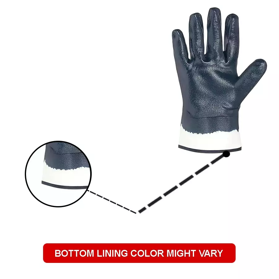 Swavind Safety Hand Gloves Strong Synthetic Fabric Latex & Nitrile Coated Palm with Abrasion Resistance Dark Blue Free Size