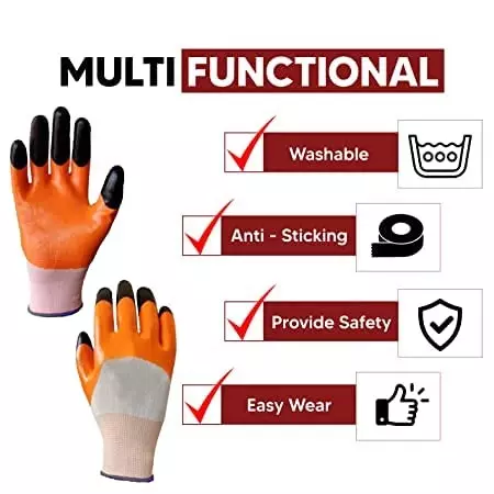 Swavind Safety Hand Gloves Synthetic Latex-Nitrile Coated with Abrasion Resistance Tiger Print Free Size (Pack of 600 Pair)