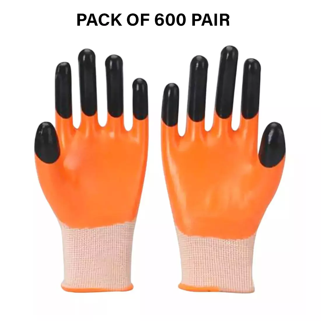 Swavind Safety Hand Gloves Synthetic Latex-Nitrile Coated with Abrasion Resistance Tiger Print Free Size (Pack of 600 Pair)