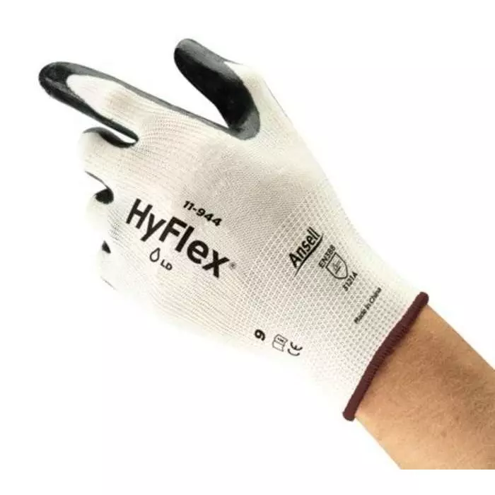Ansell HyFlex 11-944 Black Nylon Abrasion Resistant Gloves Size 9 Nitrile Coating, 11944090