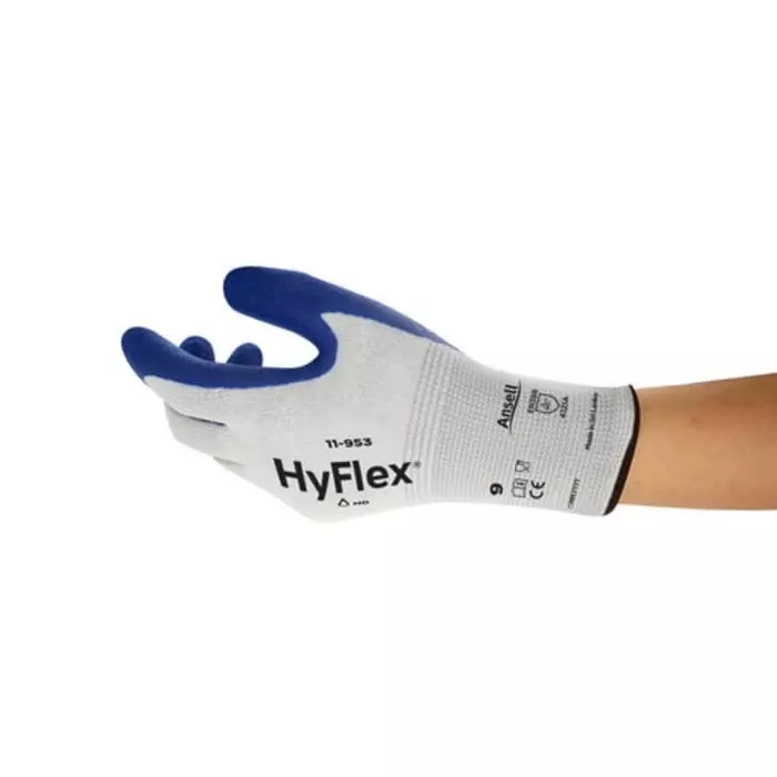 Ansell HyFlex 11-953 Blue Polyamide Abrasion Resistant Work Gloves Size 7 Nitrile Coating, 11953070
