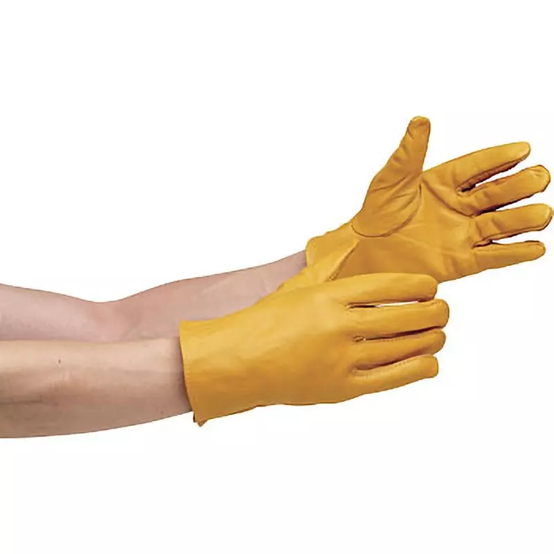 MIDORI Cowhide Leather Gloves Yellow Free Size 22.0 cm Palm Circumference, MT-14D-GYUU-Y