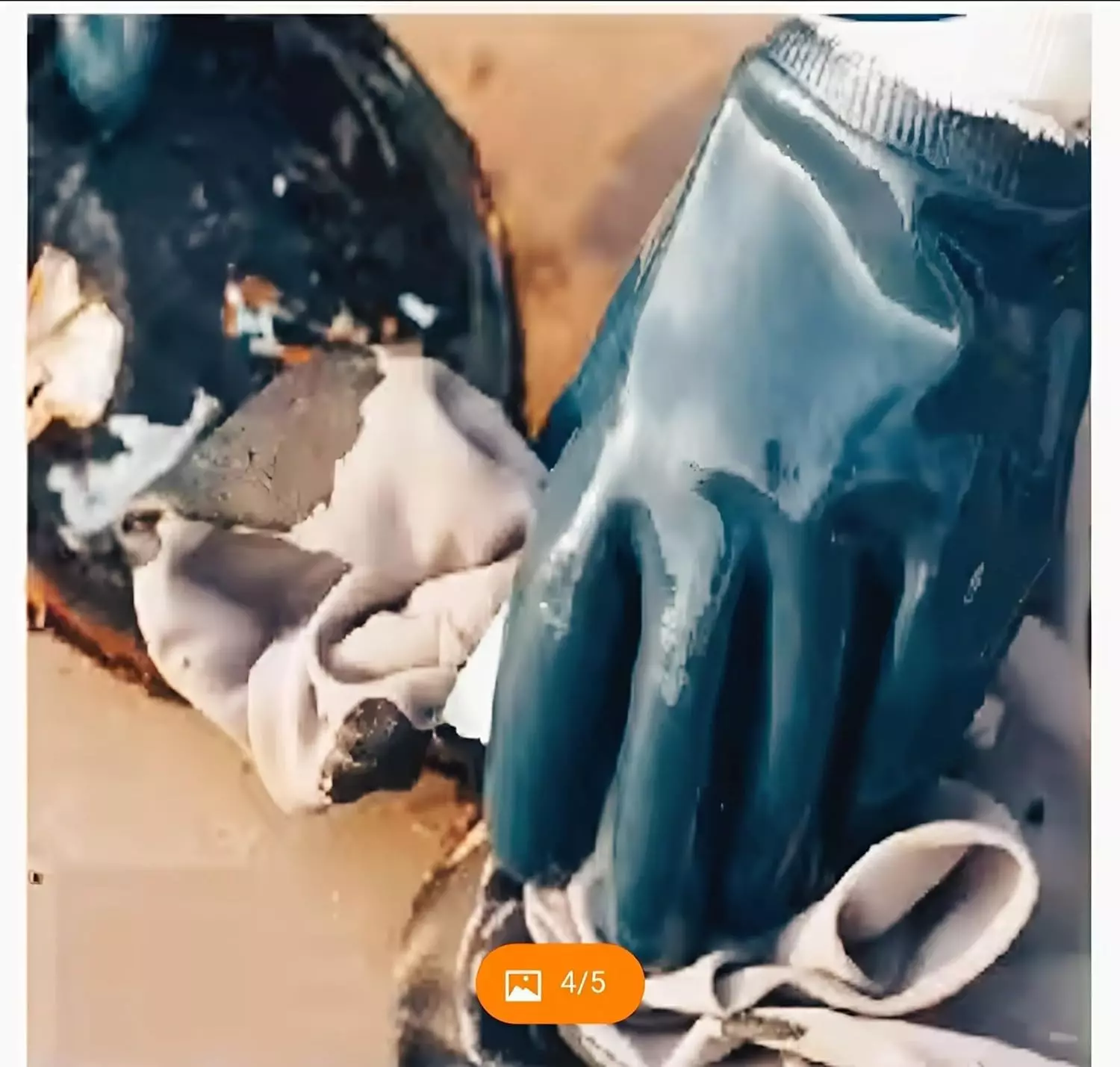 Swavind Safety Hand Gloves Durable Synthetic Fabric Latex & Nitrile Coated Palm with Abrasion Resistance Dark Blue & White Free Size