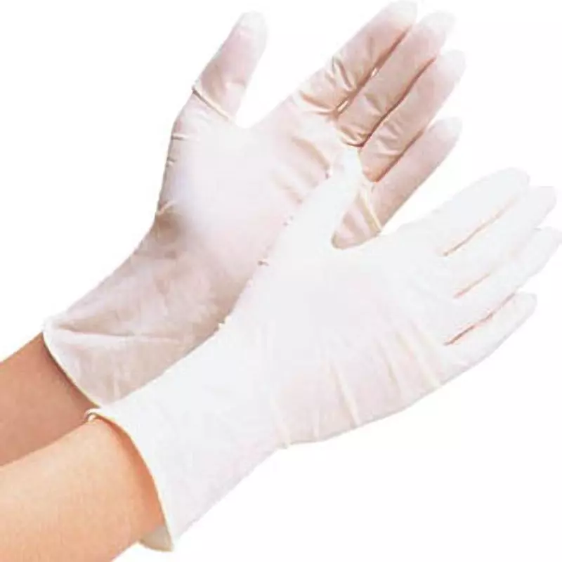 MIDORI Natural Rubber Disposable Gloves White M Size 19.0 cm Palm Circumference, VERTE-610-M