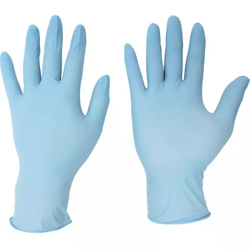 MIDORI Nitrile Disposable Gloves Blue M Size 19.0 cm Palm Circumference, VERTE-722-M (Pack of 100 Pair)
