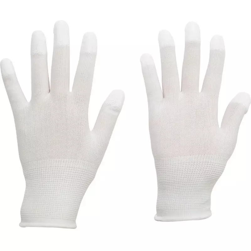 MIDORI Polyester Gloves White S Size 17.0 cm Palm Circumference, silicone rubber, SPU-131N-S (Pack of 10 Pair)