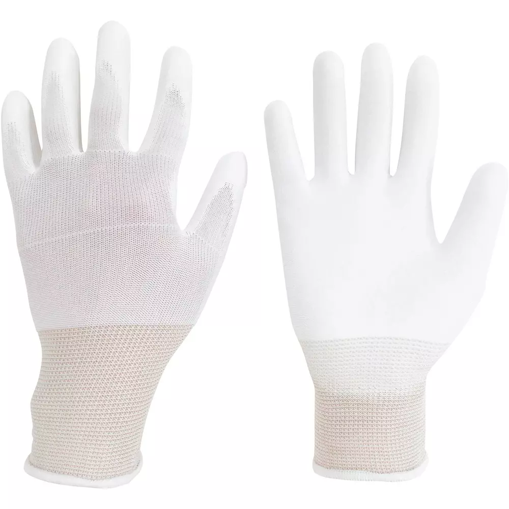 MIDORI Urethane Coated Gloves [body] White [wrist] Brown L Size 18.0 cm Palm Circumference, MCG100-L (Pack of 10 Pair)