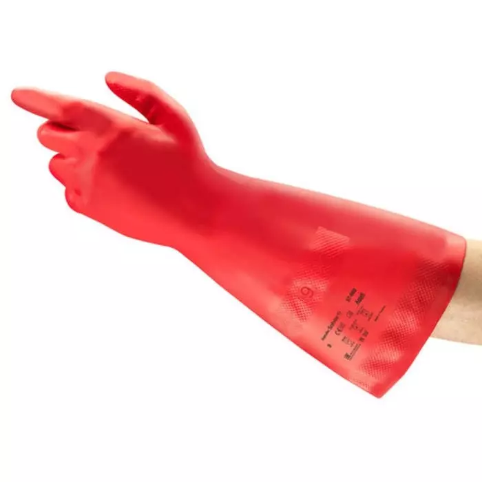 Ansell Alphatec Solvex 37-900 Red Nitrile Chemical Resistant Reusable Gloves Size 11 Nitrile Coating, 37900110BP