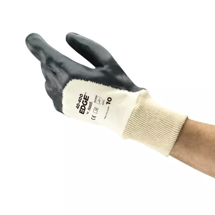 Ansell Grey Cotton Nitrile Coating Work Gloves, Edge 40400