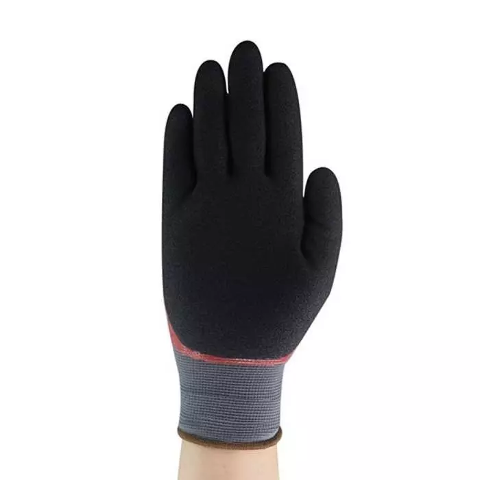 Ansell Edge 48-919 Black/Red Polyester Oil Resistant Work Gloves Size 7 Nitrile Coating, 48919070