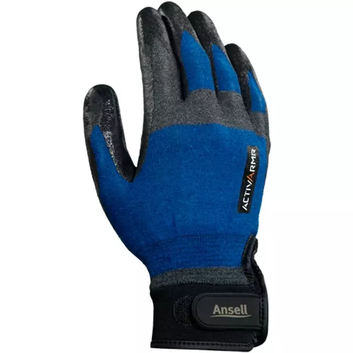 Ansell ActivArmr 97-002 Black Blue Kevlar Spandex Stainless Steel Cut Resistant Work Gloves Size 9 Nitrile Coating, 97002090 (1 Pair)