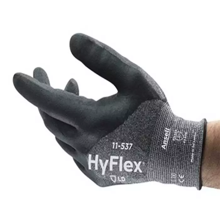 Ansell HyFlex 11-537 Black Glass Fiber HPPE Nylon Spandex (Liner) Abrasion & Cut Resistant Gloves Size 6, 11537VP060