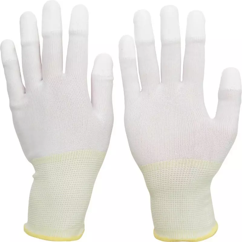 MIDORI Polyester Gloves White LL Size 18.6 cm Palm Circumference, nylon, polyester, rubber, SPU-131N-LL (Pack of 10 Pair)