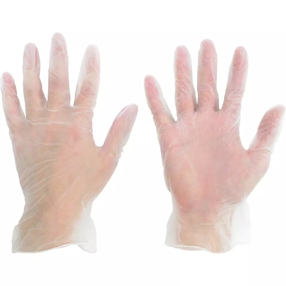 MIDORI PVC Disposable Gloves Clear LL Size 23.0 cm Palm Circumference, VERTE-831-LL (Pack of 100 Pair)