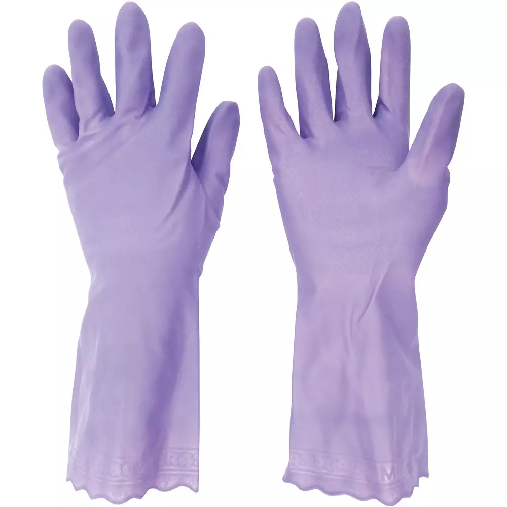 MIDORI PVC Gloves Purple M Size 21.0 cm Palm Circumference, Back: Rayon, Cotton (flocked Pair), VERTE-112W-M (Pack of 10 Pair)