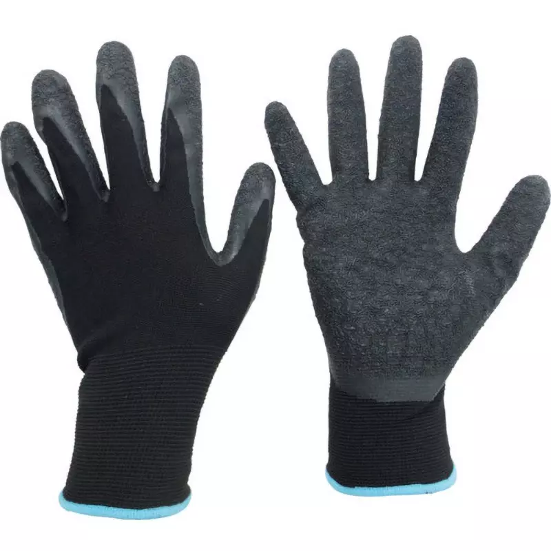 MIDORI Work Gloves Sky Blue / Black M Size 19.0 cm Palm Circumference, rubber, polyester, MHG100-M